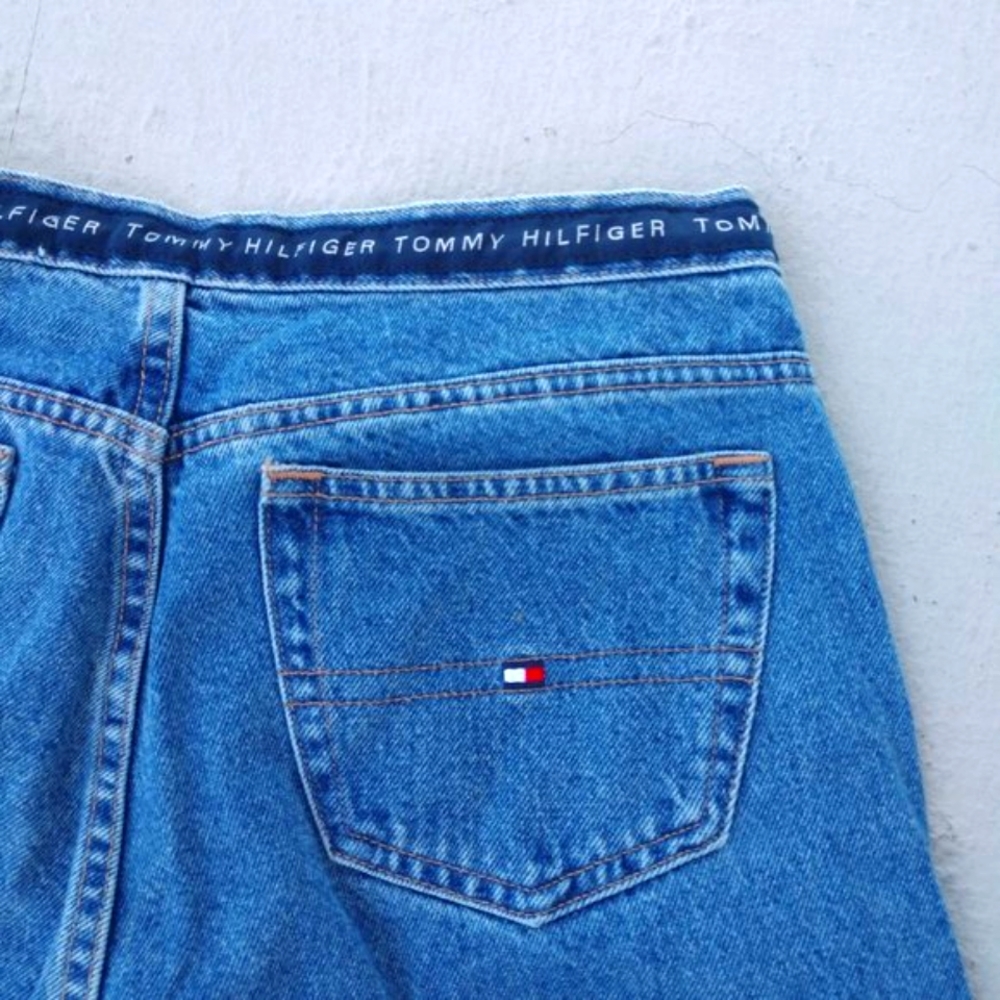 Vintage Tommy Hilfiger Straight Jeans High Rise Mom Spell Out Cotton